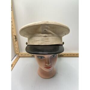 USMC Marine Corps Enlisted Uniform Dress Cap Men's White Glossy Black Formal